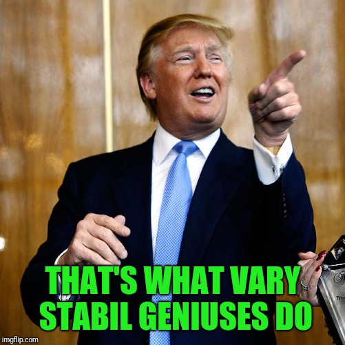 Donal Trump Birthday | THAT'S WHAT VARY STABIL GENIUSES DO | image tagged in donal trump birthday | made w/ Imgflip meme maker