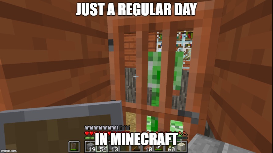  JUST A REGULAR DAY; IN MINECRAFT | image tagged in minecraft | made w/ Imgflip meme maker