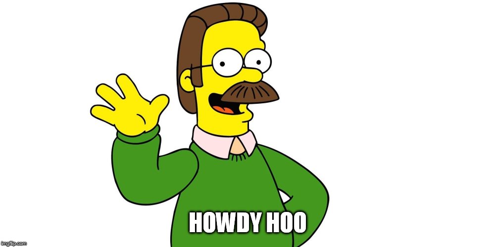 Ned Flanders Wave | HOWDY HOO | image tagged in ned flanders wave | made w/ Imgflip meme maker