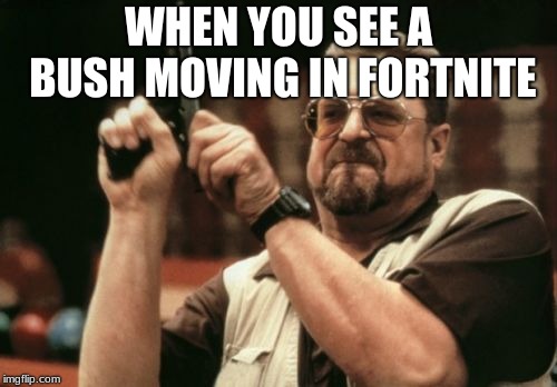 Am I The Only One Around Here | WHEN YOU SEE A BUSH MOVING IN FORTNITE | image tagged in memes,am i the only one around here | made w/ Imgflip meme maker