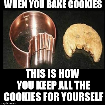 Another great invention we all need. | WHEN YOU BAKE COOKIES; THIS IS HOW YOU KEEP ALL THE COOKIES FOR YOURSELF | image tagged in cookie cutter | made w/ Imgflip meme maker