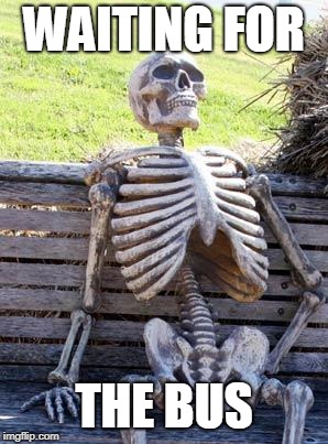 Waiting Skeleton Meme | WAITING FOR; THE BUS | image tagged in memes,waiting skeleton | made w/ Imgflip meme maker