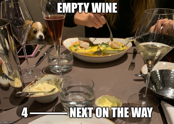 EMPTY WINE; 4 ——— NEXT ON THE WAY | made w/ Imgflip meme maker