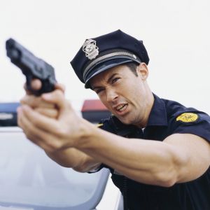 police officer gun drawn