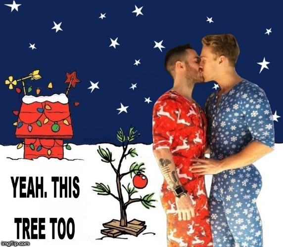 image tagged in christmas tree,snoopy,charlie brown,charlie brown christmas,lgbtq,gay | made w/ Imgflip meme maker