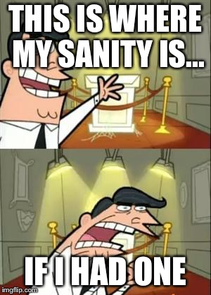 This Is Where I'd Put My Trophy If I Had One Meme | THIS IS WHERE MY SANITY IS... IF I HAD ONE | image tagged in memes,this is where i'd put my trophy if i had one | made w/ Imgflip meme maker