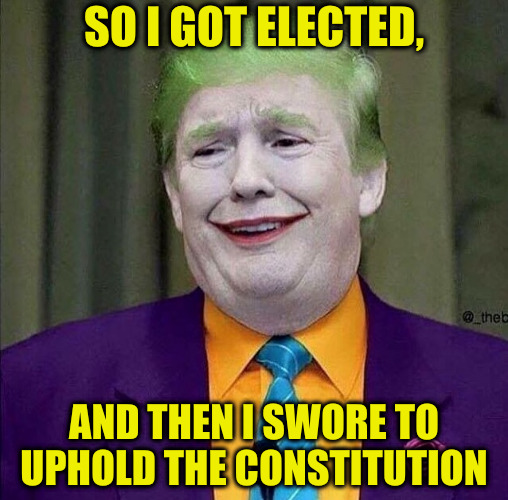 Trump the Joker | SO I GOT ELECTED, AND THEN I SWORE TO UPHOLD THE CONSTITUTION | image tagged in trump the joker | made w/ Imgflip meme maker