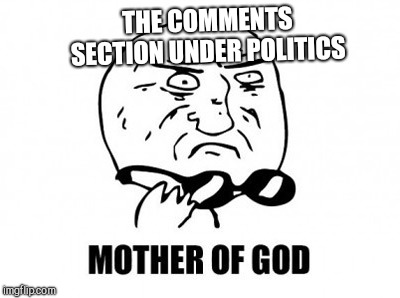 Mother Of God Meme | THE COMMENTS SECTION UNDER POLITICS | image tagged in memes,mother of god | made w/ Imgflip meme maker
