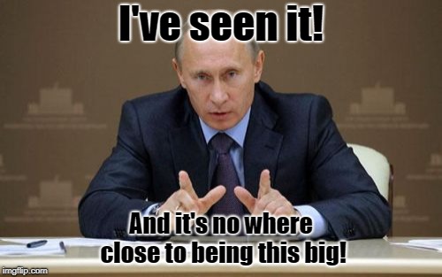 Vladimir Putin Meme | I've seen it! And it's no where close to being this big! | image tagged in memes,vladimir putin | made w/ Imgflip meme maker