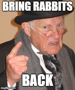 Back In My Day Meme | BRING RABBITS BACK | image tagged in memes,back in my day | made w/ Imgflip meme maker