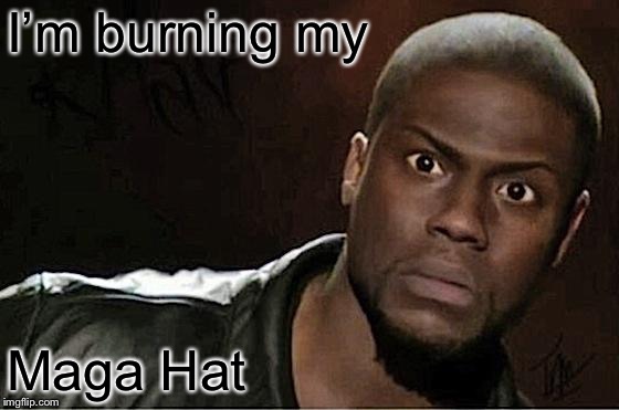 Kevin Hart Meme | I’m burning my Maga Hat | image tagged in memes,kevin hart | made w/ Imgflip meme maker