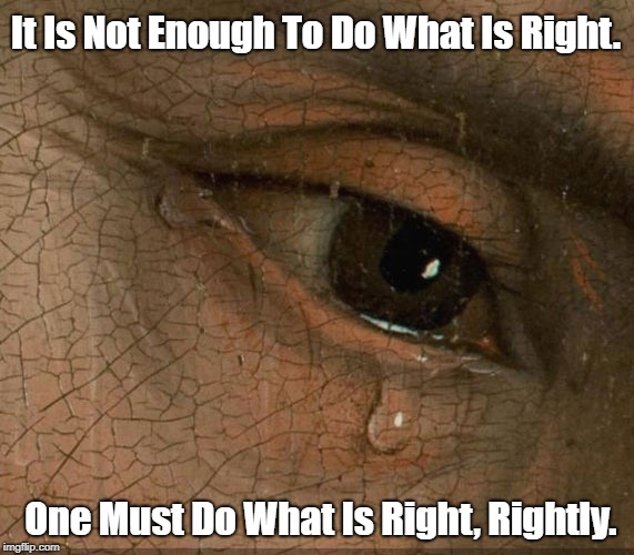 It Is Not Enough To Do What Is Right. One Must Do What Is Right, Rightly. | made w/ Imgflip meme maker