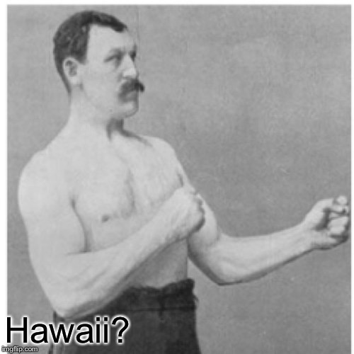 Overly Manly Man Meme | Hawaii? | image tagged in memes,overly manly man | made w/ Imgflip meme maker