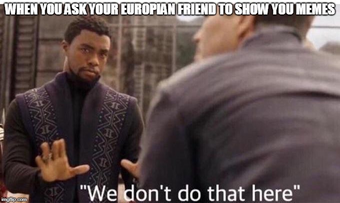 We dont do that here | WHEN YOU ASK YOUR EUROPIAN FRIEND TO SHOW YOU MEMES | image tagged in we dont do that here | made w/ Imgflip meme maker