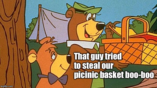 Yogi Picnic | That guy tried to steal our picinic basket boo-boo | image tagged in yogi picnic | made w/ Imgflip meme maker