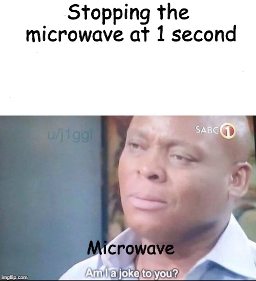 am I a joke to you | Stopping the microwave at 1 second; Microwave | image tagged in am i a joke to you | made w/ Imgflip meme maker