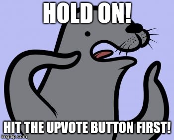 Homophobic Seal | HOLD ON! HIT THE UPVOTE BUTTON FIRST! | image tagged in memes,homophobic seal | made w/ Imgflip meme maker