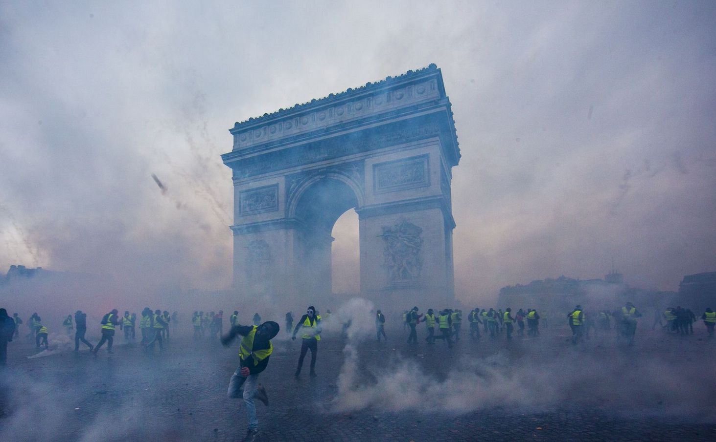 France riots yellow vests Arc de Triomphe Blank Meme Template