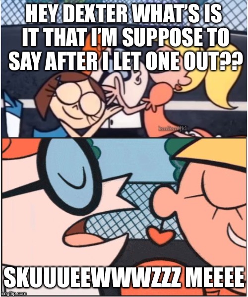 Dexters Lab | HEY DEXTER WHAT’S IS IT THAT I’M SUPPOSE TO SAY AFTER I LET ONE OUT?? SKUUUEEWWWZZZ MEEEE | image tagged in dexters lab | made w/ Imgflip meme maker
