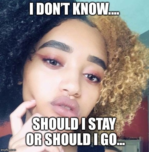 I DON’T KNOW.... SHOULD I STAY OR SHOULD I GO... | image tagged in think | made w/ Imgflip meme maker