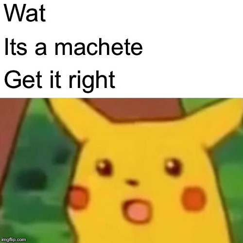 Surprised Pikachu Meme | Wat Its a machete Get it right | image tagged in memes,surprised pikachu | made w/ Imgflip meme maker