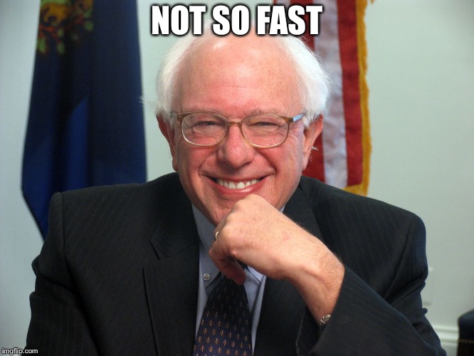 Vote Bernie Sanders | NOT SO FAST | image tagged in vote bernie sanders | made w/ Imgflip meme maker