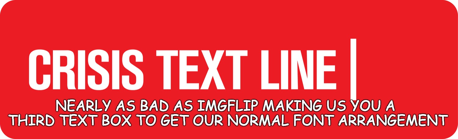 NEARLY AS BAD AS IMGFLIP MAKING US YOU A THIRD TEXT BOX TO GET OUR NORMAL FONT ARRANGEMENT | made w/ Imgflip meme maker