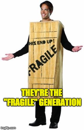 Fragile Man | THEY'RE THE "FRAGILE" GENERATION | image tagged in fragile man | made w/ Imgflip meme maker