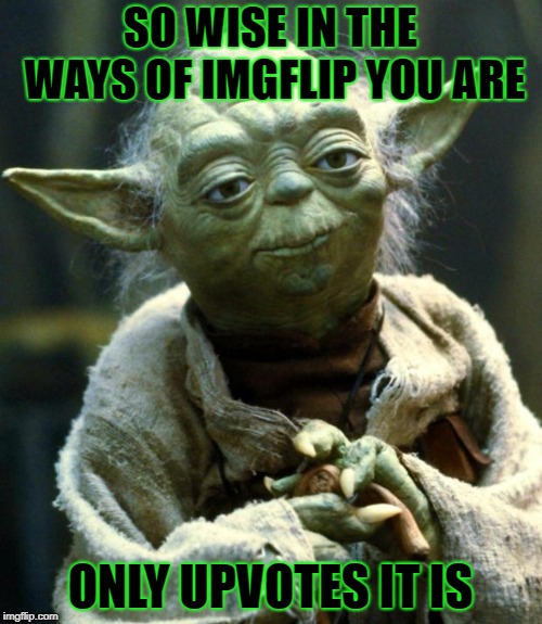 Star Wars Yoda Meme | SO WISE IN THE WAYS OF IMGFLIP YOU ARE ONLY UPVOTES IT IS | image tagged in memes,star wars yoda | made w/ Imgflip meme maker