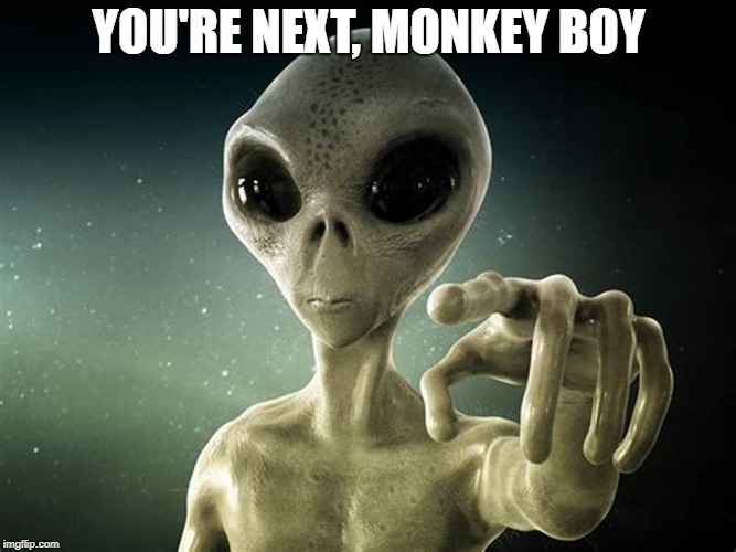 Alien | YOU'RE NEXT, MONKEY BOY | image tagged in alien | made w/ Imgflip meme maker