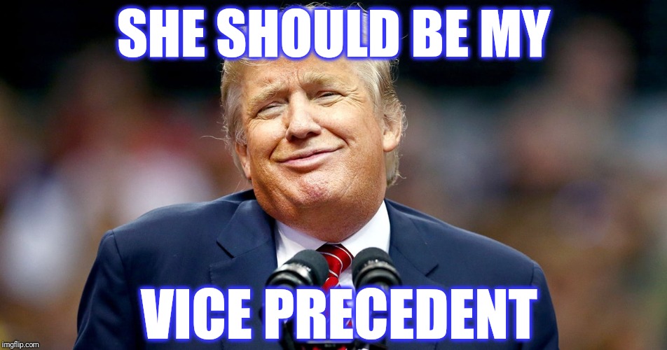 Trump dumbass | SHE SHOULD BE MY VICE PRECEDENT | image tagged in trump dumbass | made w/ Imgflip meme maker