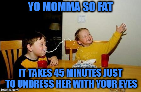 But why would you want to? | YO MOMMA SO FAT; IT TAKES 45 MINUTES JUST TO UNDRESS HER WITH YOUR EYES | image tagged in yo momma so fat,memes | made w/ Imgflip meme maker