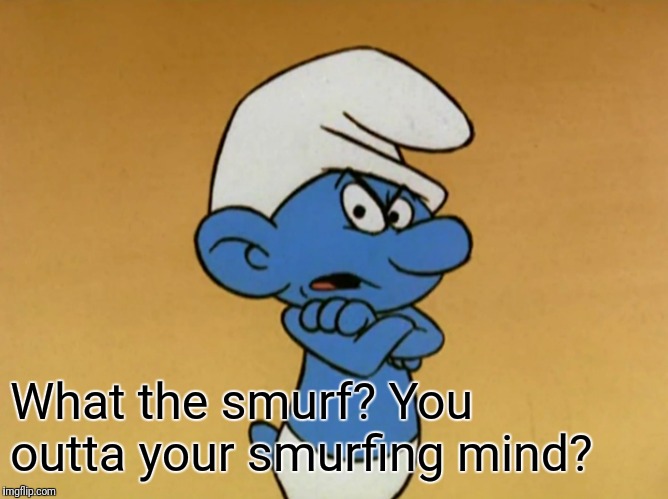 Grouchy Smurf | What the smurf? You outta your smurfing mind? | image tagged in grouchy smurf | made w/ Imgflip meme maker