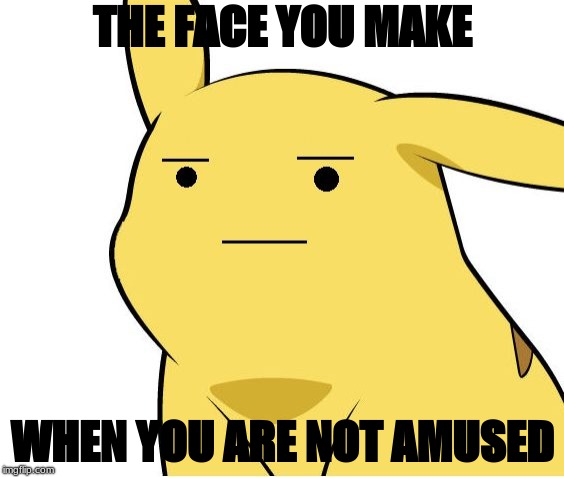 Pikachu Is Not Amused | THE FACE YOU MAKE; WHEN YOU ARE NOT AMUSED | image tagged in pikachu is not amused | made w/ Imgflip meme maker