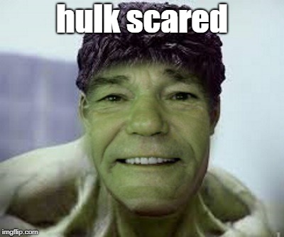 hulk scared | image tagged in kewlew | made w/ Imgflip meme maker