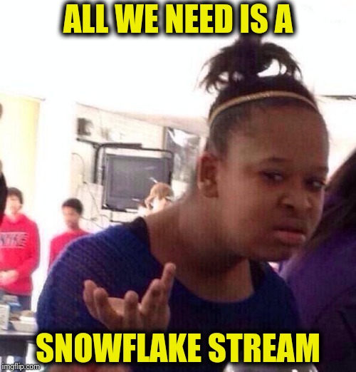 Black Girl Wat Meme | ALL WE NEED IS A SNOWFLAKE STREAM | image tagged in memes,black girl wat | made w/ Imgflip meme maker