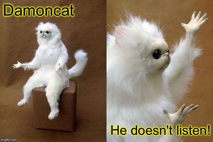 Damoncat He doesn't listen! | made w/ Imgflip meme maker