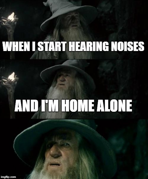 ANY OF YOU EVER LIVED IN A HAUNTED HOUSE,LOL. | WHEN I START HEARING NOISES; AND I'M HOME ALONE | image tagged in memes,confused gandalf | made w/ Imgflip meme maker