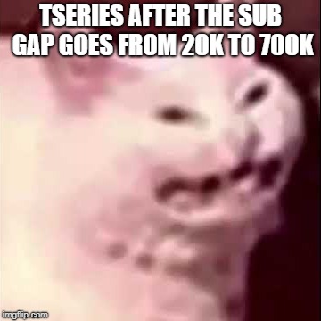 TSERIES AFTER THE SUB GAP GOES FROM 20K TO 700K | image tagged in pewdiepie | made w/ Imgflip meme maker