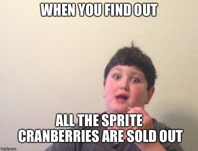 When bae dumps you | WHEN YOU FIND OUT; ALL THE SPRITE CRANBERRIES ARE SOLD OUT | image tagged in when bae dumps you | made w/ Imgflip meme maker
