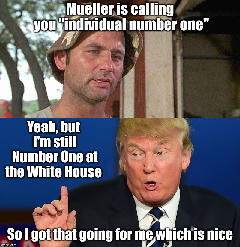 Trump Is Number One | image tagged in donald trump,robert mueller,bill murray,caddyshack,number one,better than number two | made w/ Imgflip meme maker