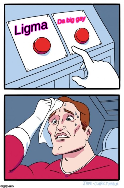 Choices | Da big gay; Ligma | image tagged in memes,two buttons | made w/ Imgflip meme maker