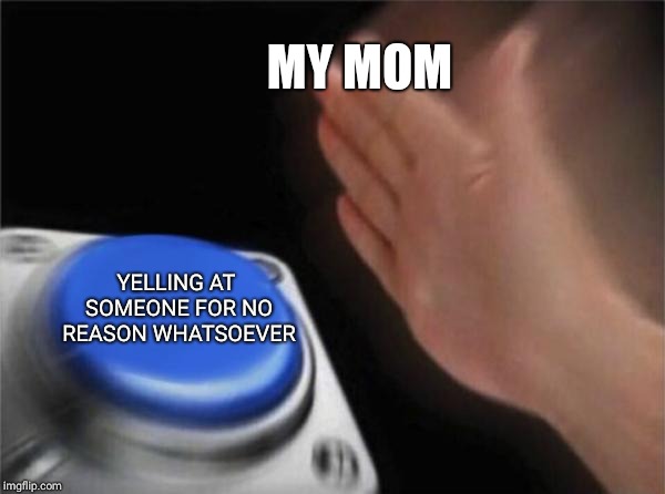 Blank Nut Button Meme | MY MOM; YELLING AT SOMEONE FOR NO REASON WHATSOEVER | image tagged in memes,blank nut button | made w/ Imgflip meme maker