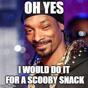 Snoop Dogg Pun | OH YES; I WOULD DO IT FOR A SCOOBY SNACK | image tagged in snoop dogg,one does not simply,politics,surprised pikachu,memes,meme | made w/ Imgflip meme maker