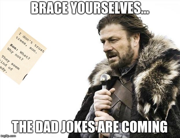 Brace Yourselves X is Coming | BRACE YOURSELVES... THE DAD JOKES ARE COMING | image tagged in memes,brace yourselves x is coming | made w/ Imgflip meme maker