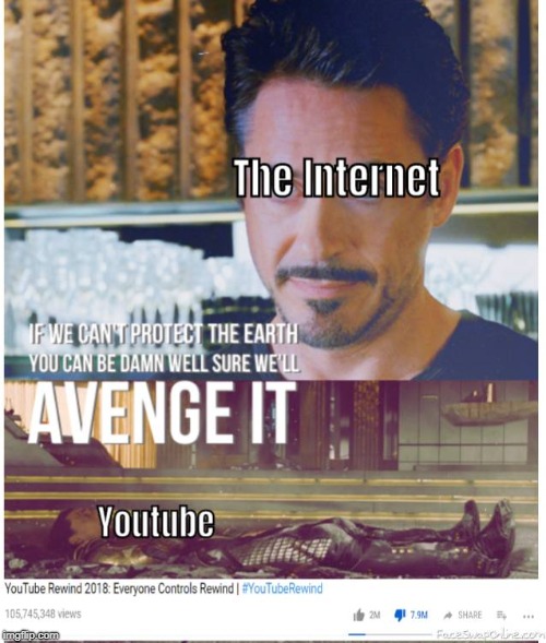 Avenge Rewind | image tagged in avengers,youtube,youtube rewind,tony stark,loki | made w/ Imgflip meme maker