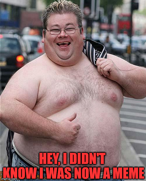 fat guy | HEY, I DIDN'T KNOW I WAS NOW A MEME | image tagged in fat guy | made w/ Imgflip meme maker