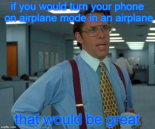 That Would Be Great | if you would turn your phone on airplane mode in an airplane; that would be great | image tagged in memes,that would be great,airplane mode | made w/ Imgflip meme maker
