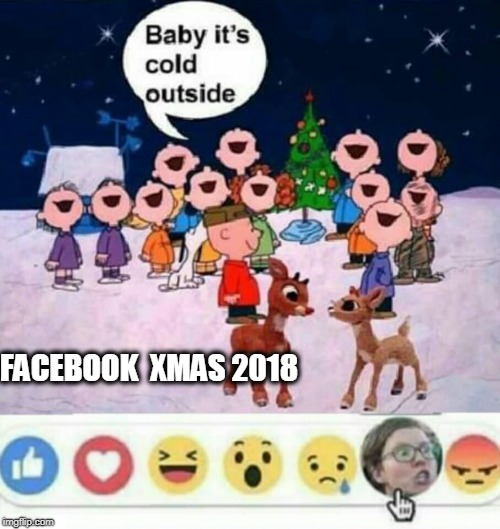 Meh | FACEBOOK  XMAS 2018 | image tagged in facebook,triggered,charlie brown,rudolph | made w/ Imgflip meme maker