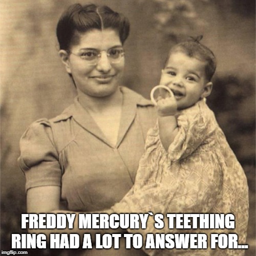 FREDDY MERCURY`S TEETHING RING HAD A LOT TO ANSWER FOR... | image tagged in freddie mercury | made w/ Imgflip meme maker